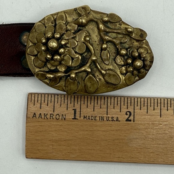 Stephen Burr Flowers Solid Brass MCM 70s Modern Signed/dated Vintage Belt Buckle - Picture 8 of 14